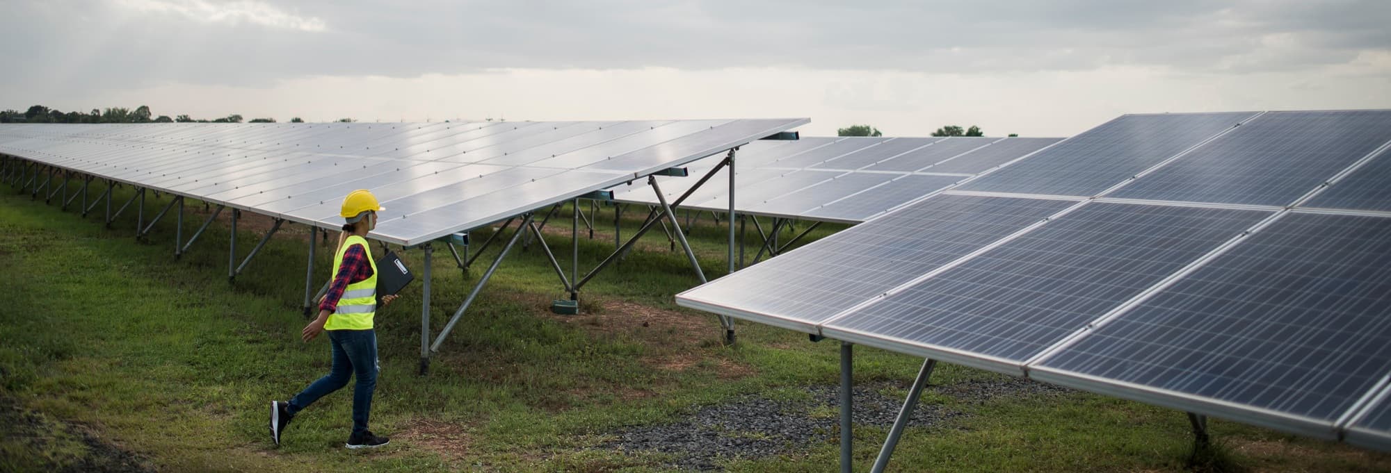 Solar panels installation on rooftop